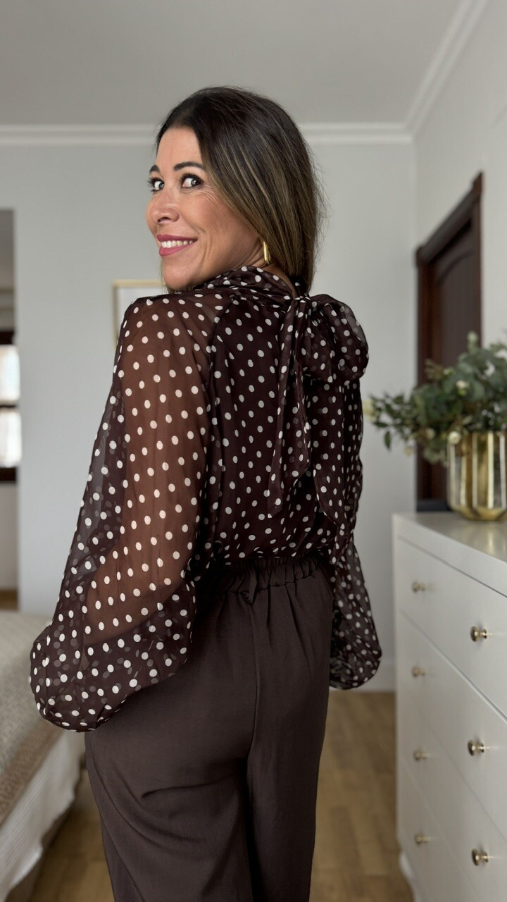 Blusa Gasa Lazada Lunares Marrón - Imagen 2