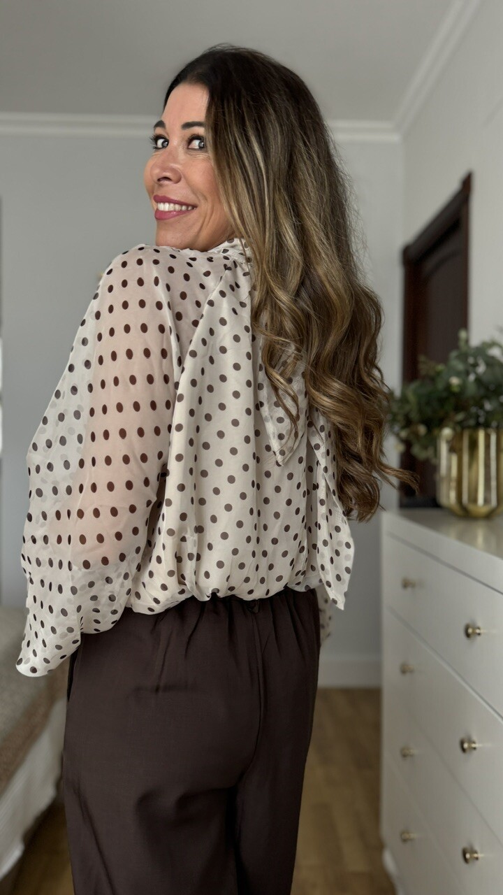 Blusa Gasa Lazada Lunares Beige - Imagen 2