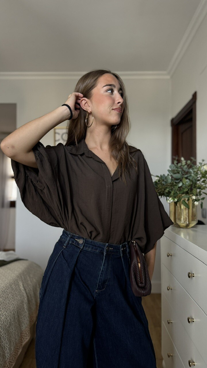 Blusa Oversize Marrón Chocolate - Imagen 8