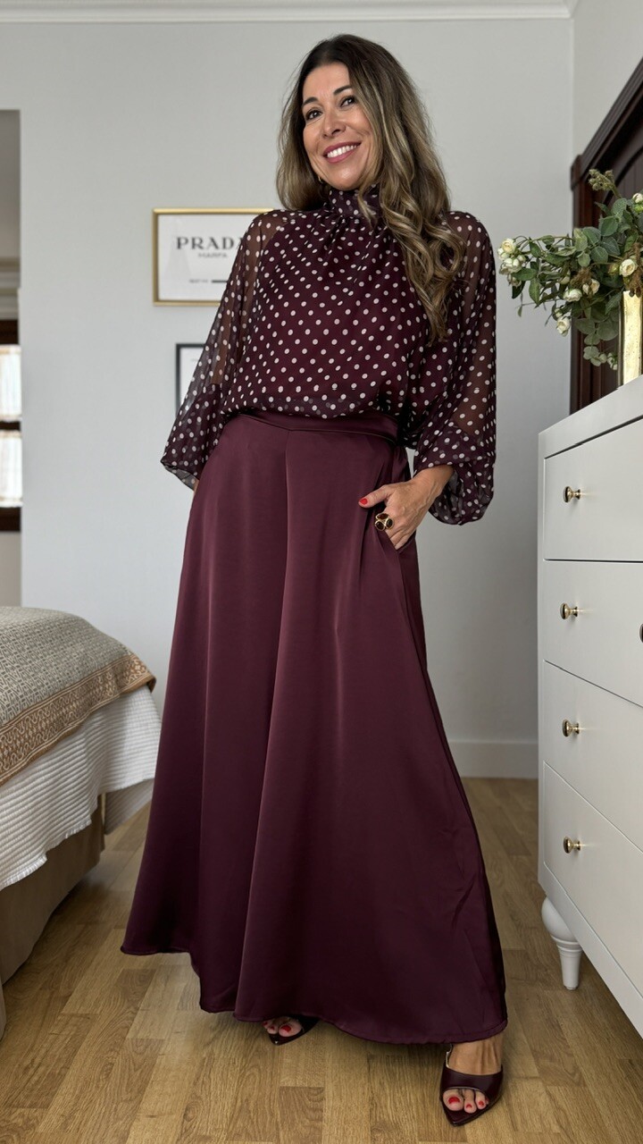 Pantalón Lola satinado Berenjena - Imagen 6