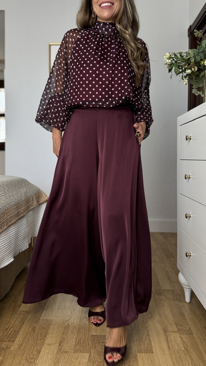 Pantalón Lola satinado Berenjena - Imagen 12