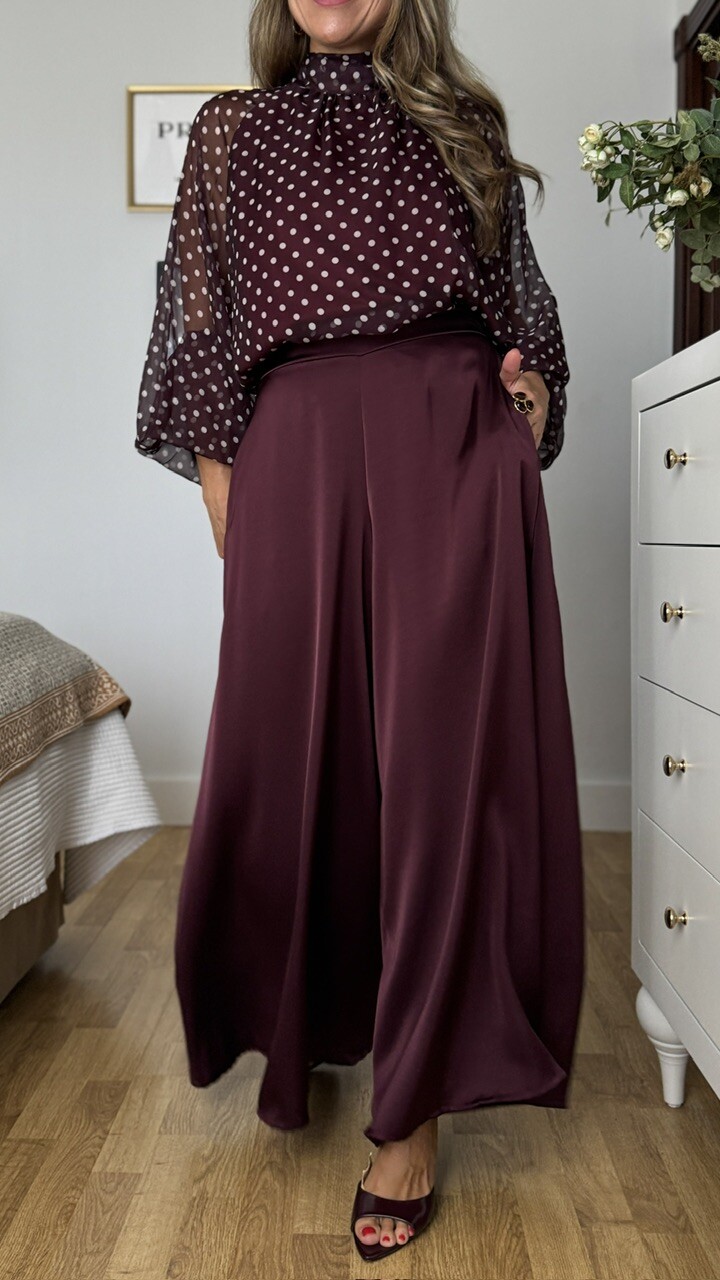 Pantalón Lola satinado Berenjena - Imagen 7