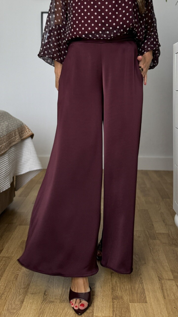 Pantalón Lola satinado Berenjena - Imagen 15