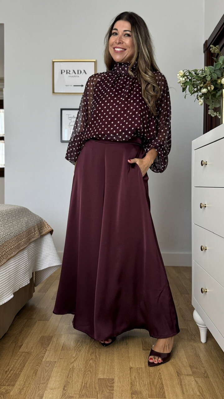 Pantalón Lola satinado Berenjena - Imagen 19