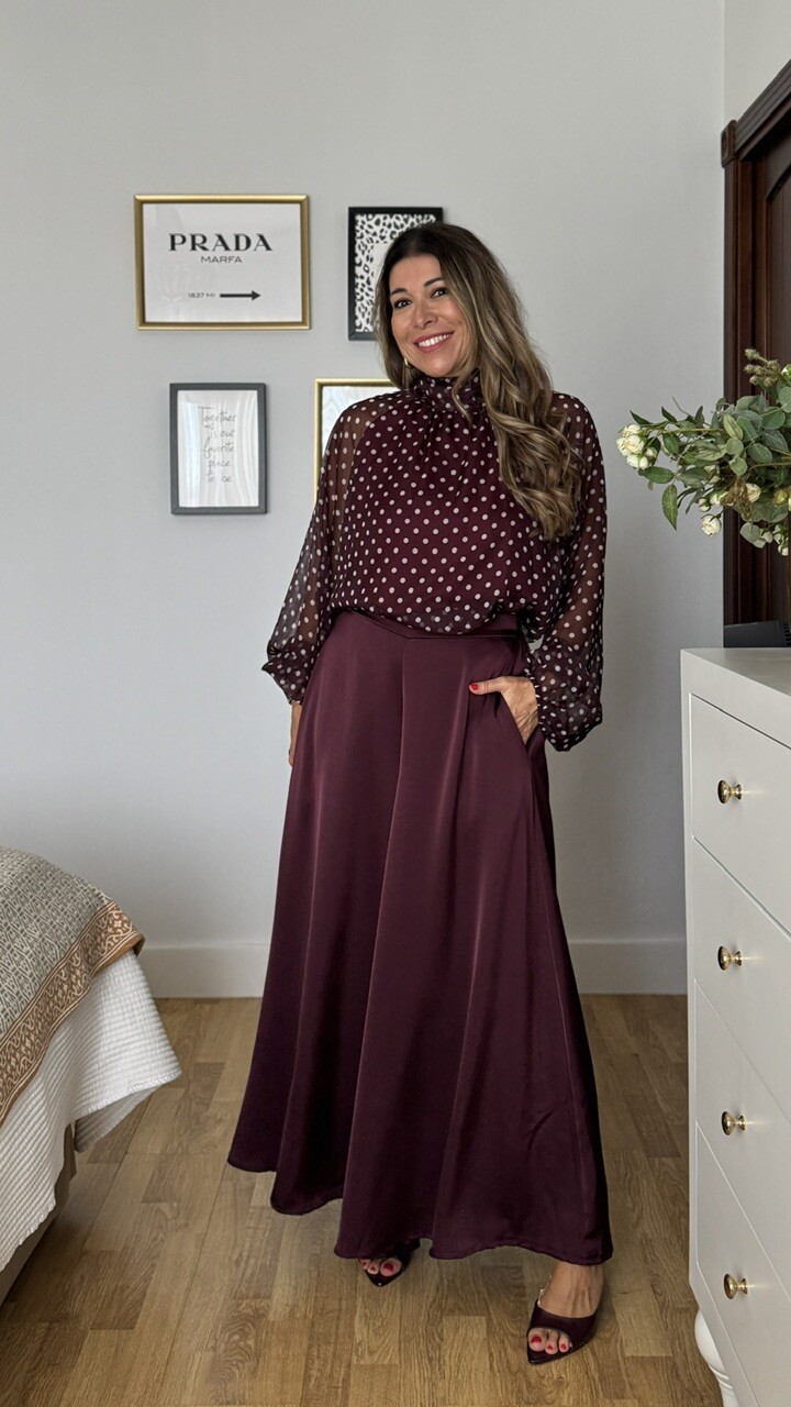 Pantalón Lola satinado Berenjena - Imagen 17