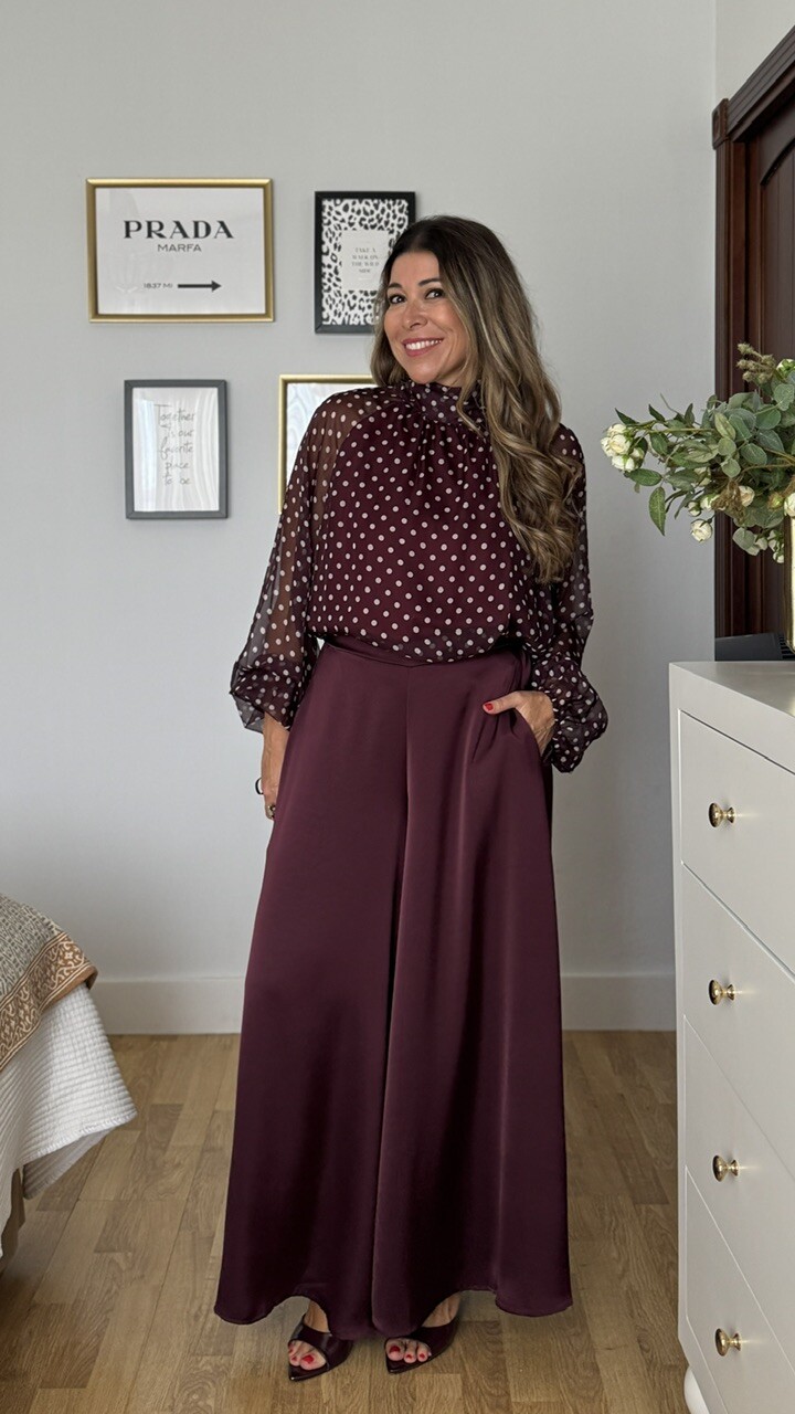Pantalón Lola satinado Berenjena - Imagen 2