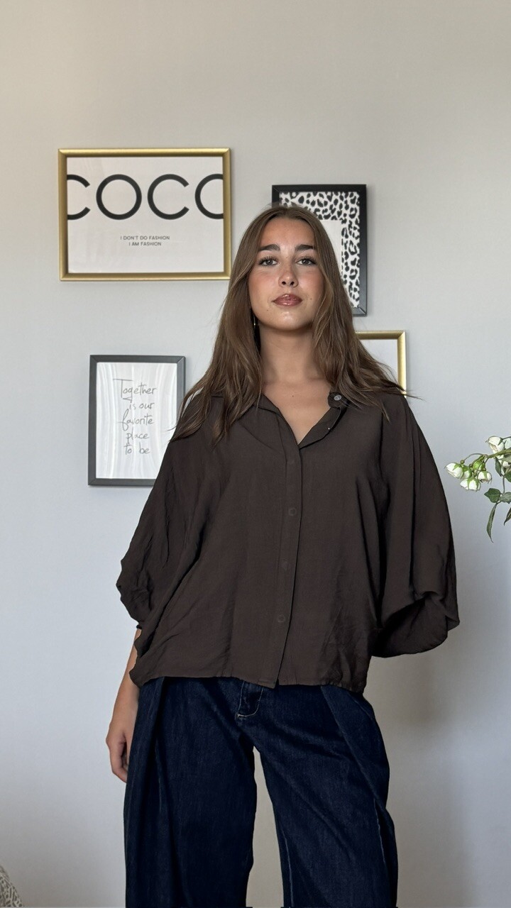 Blusa Oversize Marrón Chocolate - Imagen 6