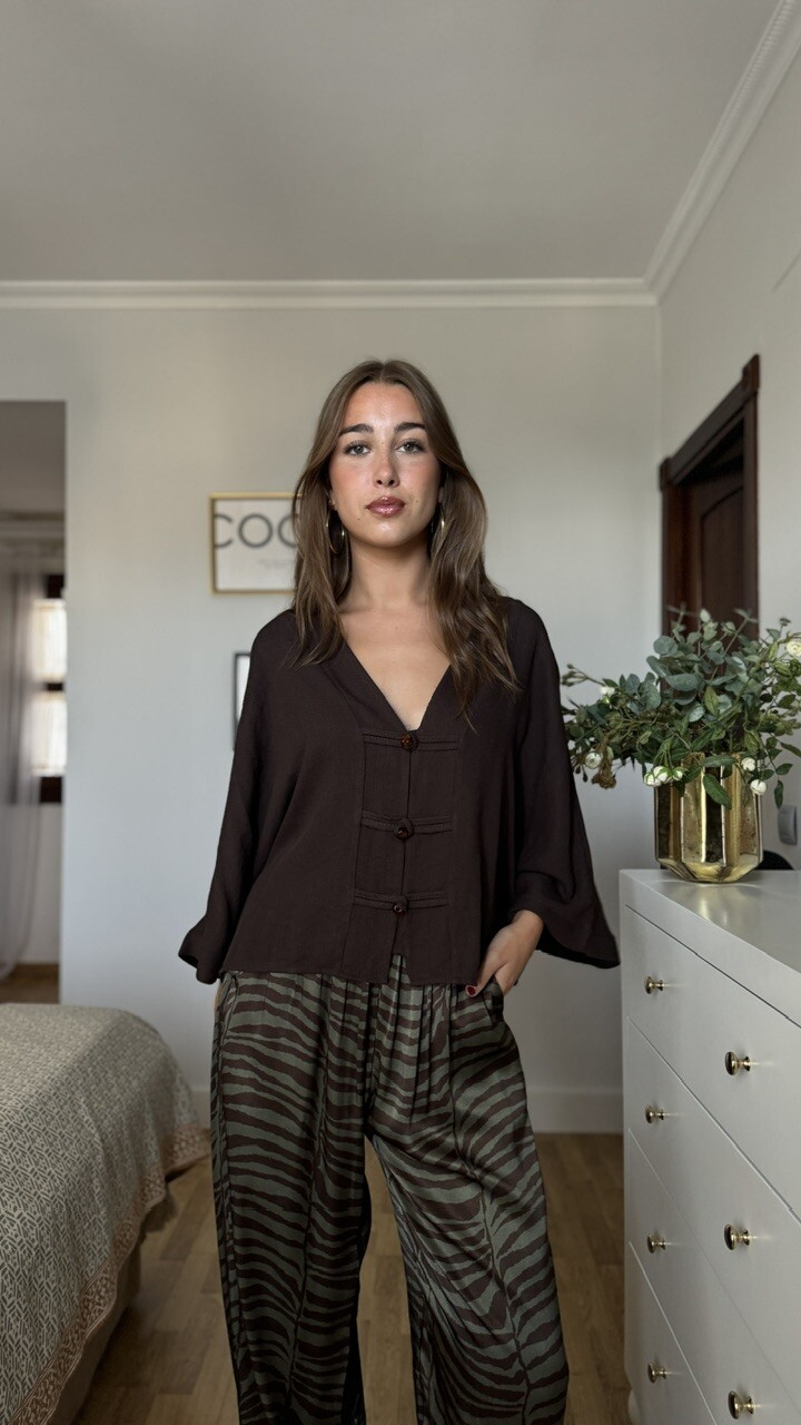 Blusa Kimono Marrón Chocolate - Imagen 4