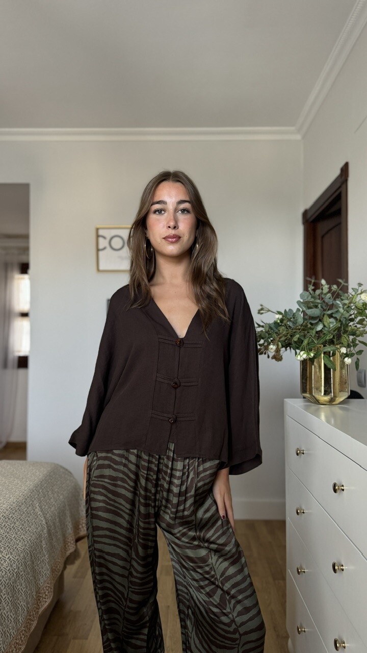 Blusa Kimono Marrón Chocolate - Imagen 5