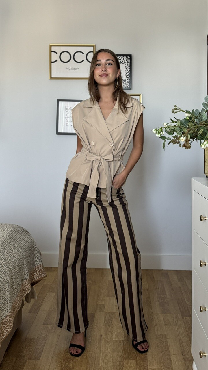 Jeans Rayas Camel Marrón - Imagen 14