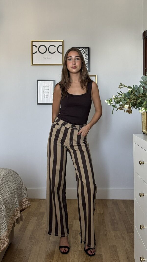 Jeans Rayas Camel Marrón