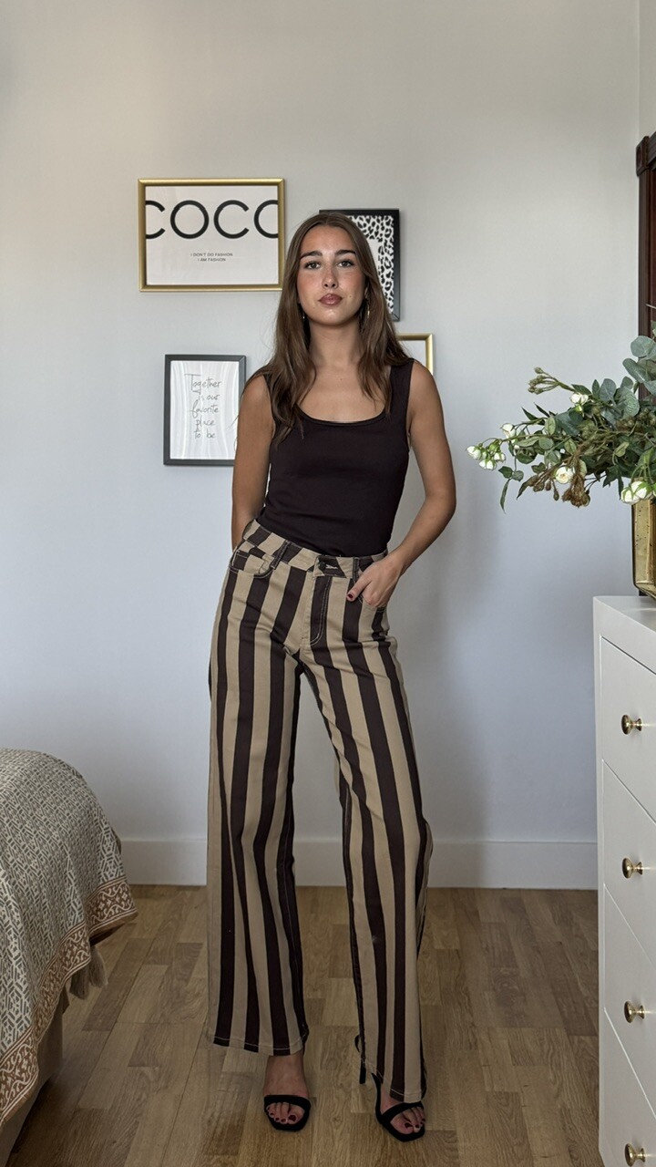 Jeans Rayas Camel Marrón