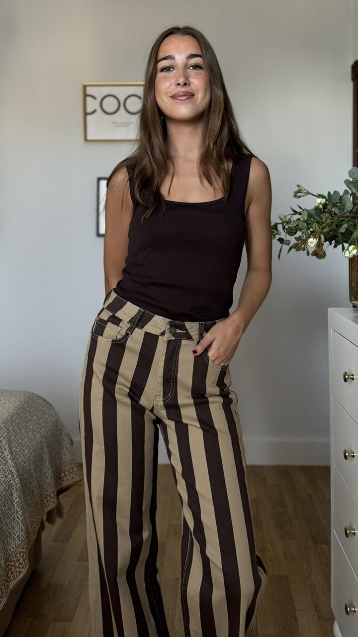 Jeans Rayas Camel Marrón - Imagen 12