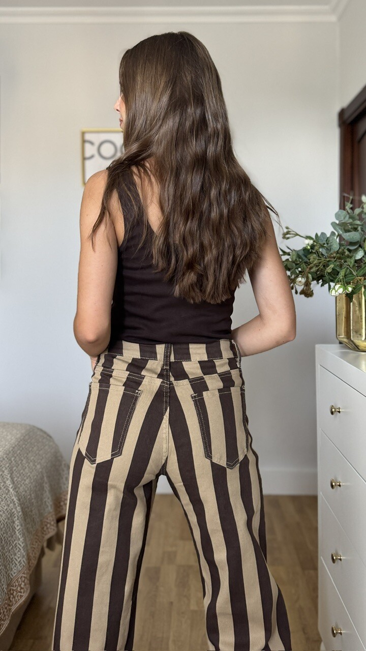 Jeans Rayas Camel Marrón - Imagen 10