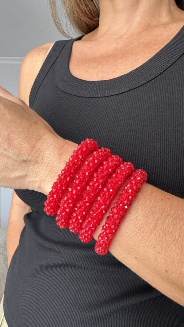 Pulseras de cristal roja