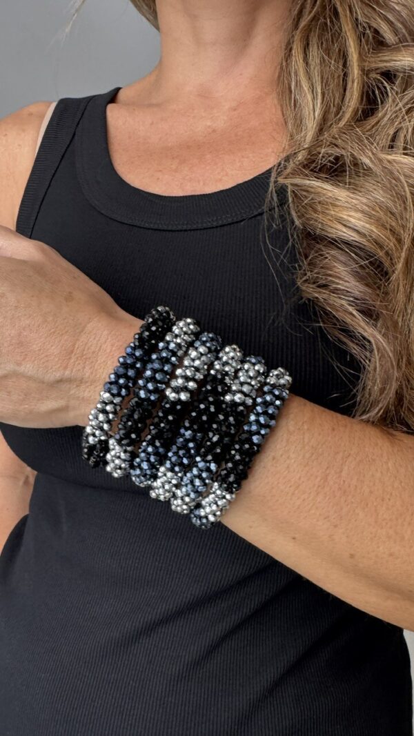 Pulseras de Cristal negro plata