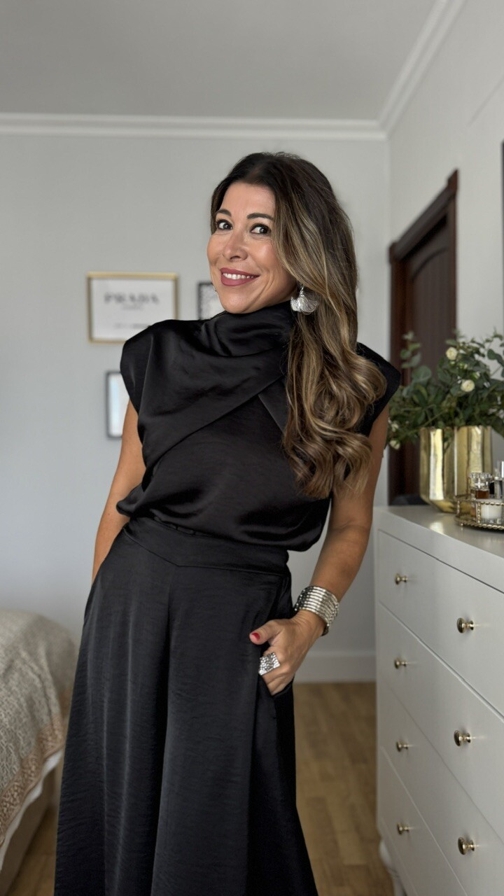 Blusa Satén Cruzada Negro - Imagen 8