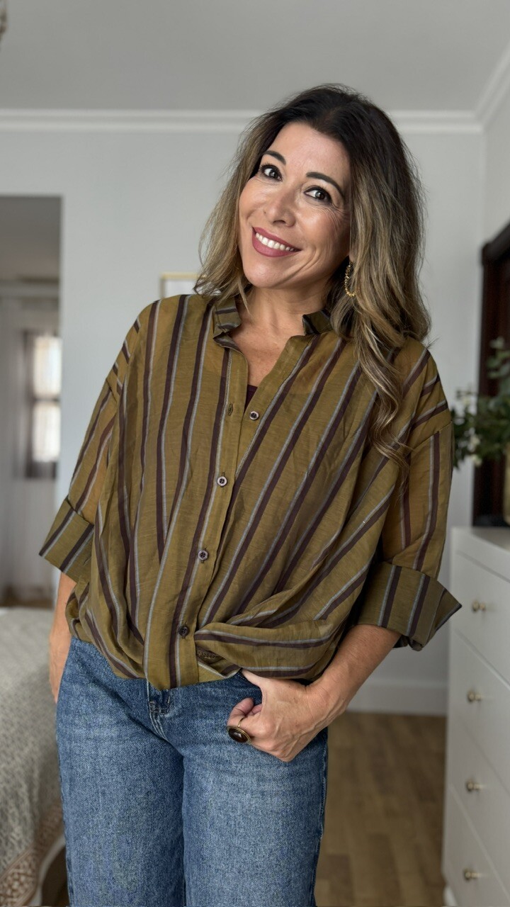 Blusa Nudo Rayas Verde Oliva - Imagen 5