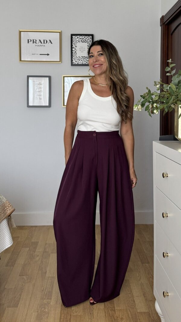 Pantalón Cris Barrel Berenjena