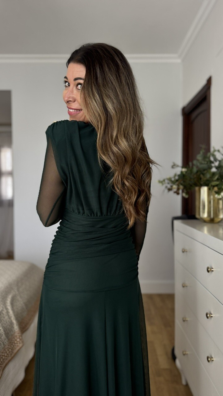 Vestido Grimaldi Tul Verde Botella - Imagen 3