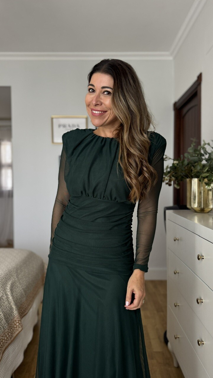 Vestido Grimaldi Tul Verde Botella - Imagen 2