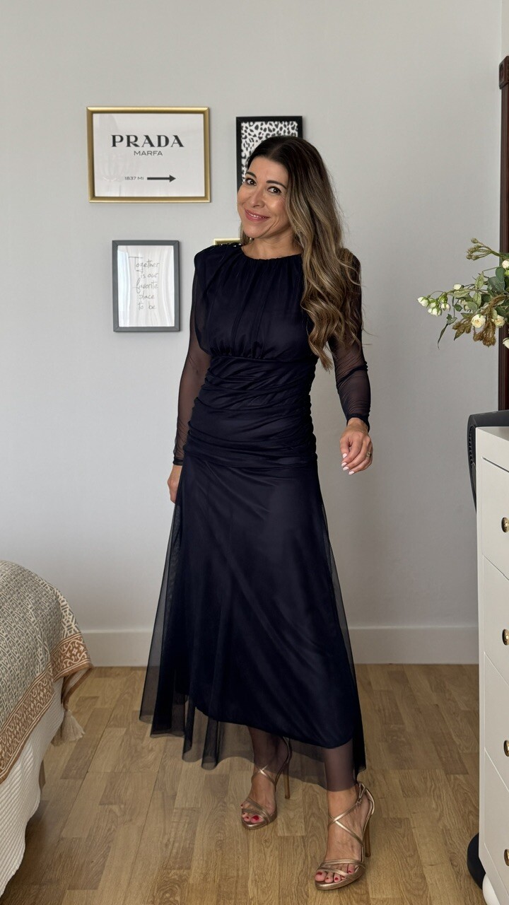 Vestido Grimaldi Tul Azul Marino