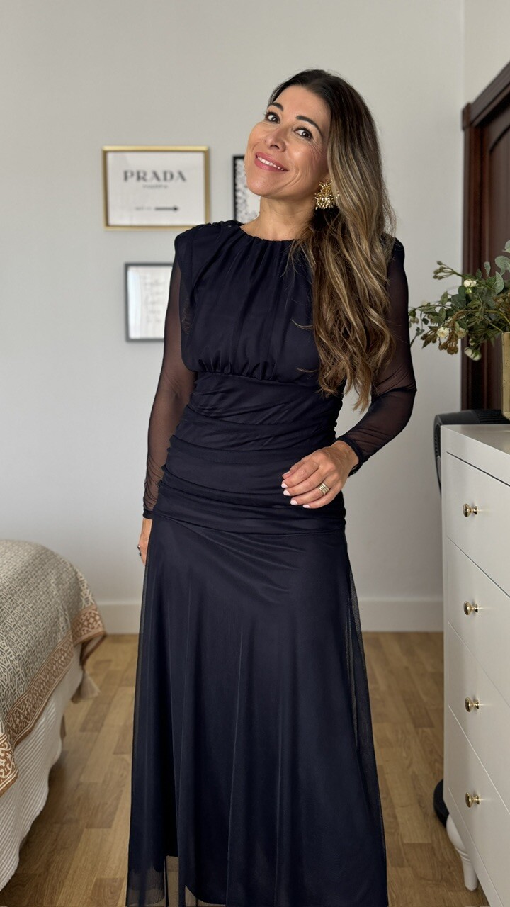 Vestido Grimaldi Tul Azul Marino - Imagen 4