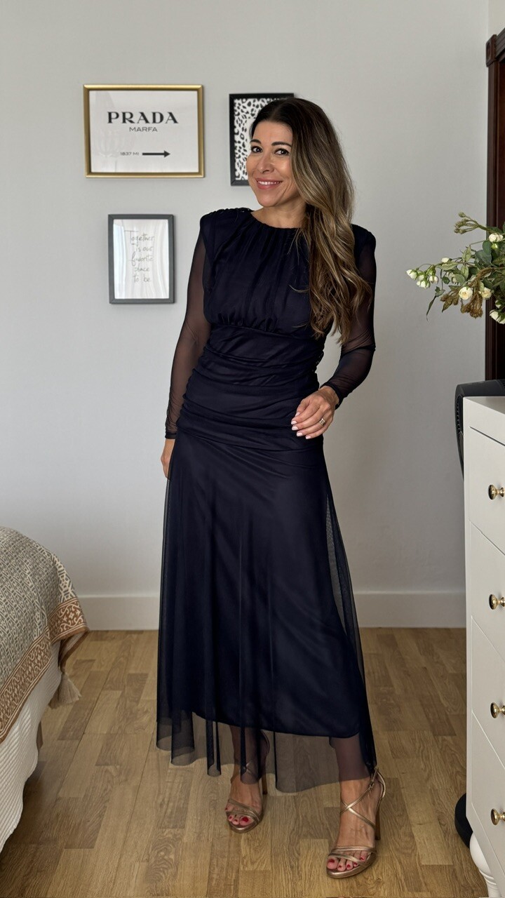 Vestido Grimaldi Tul Azul Marino - Imagen 6