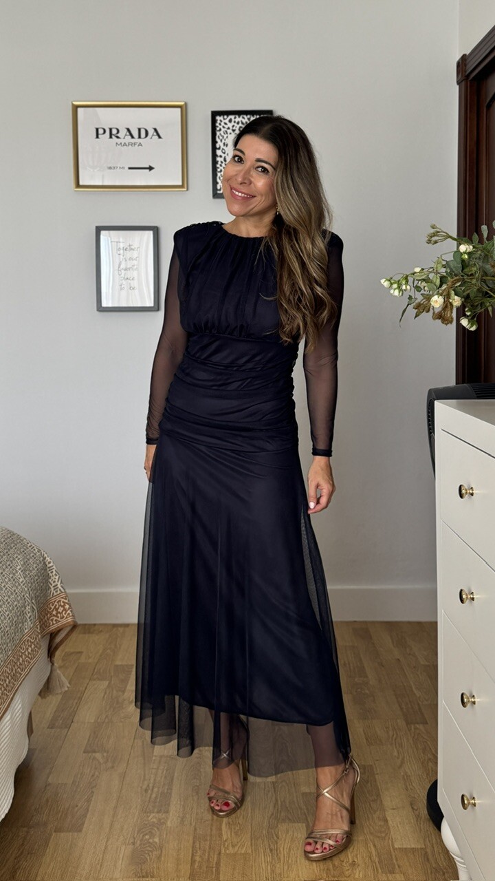 Vestido Grimaldi Tul Azul Marino - Imagen 10