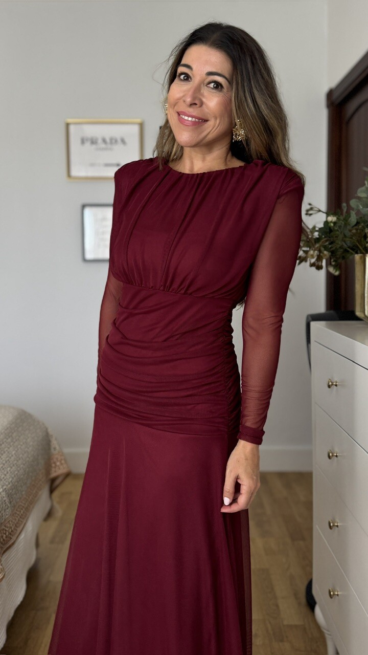 Vestido Grimaldi Tul Burdeos - Imagen 7