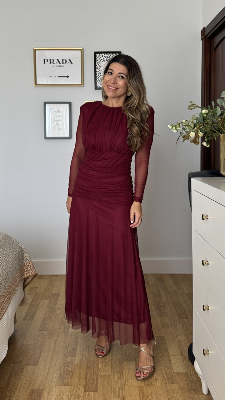 Vestido Grimaldi Tul Burdeos - Imagen 4