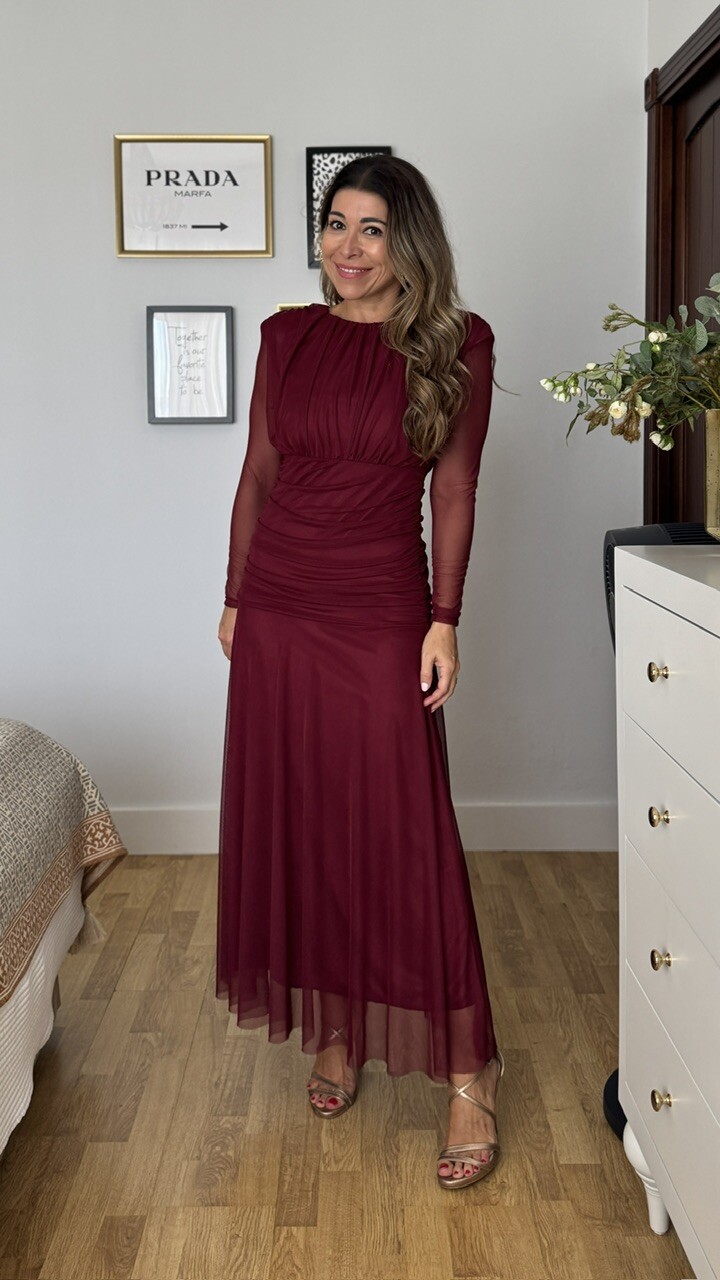 Vestido Grimaldi Tul Burdeos - Imagen 6