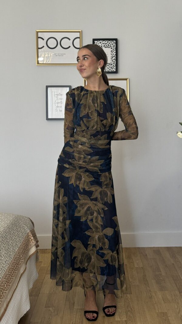 Vestido Invitada Adela Tul estampado azul