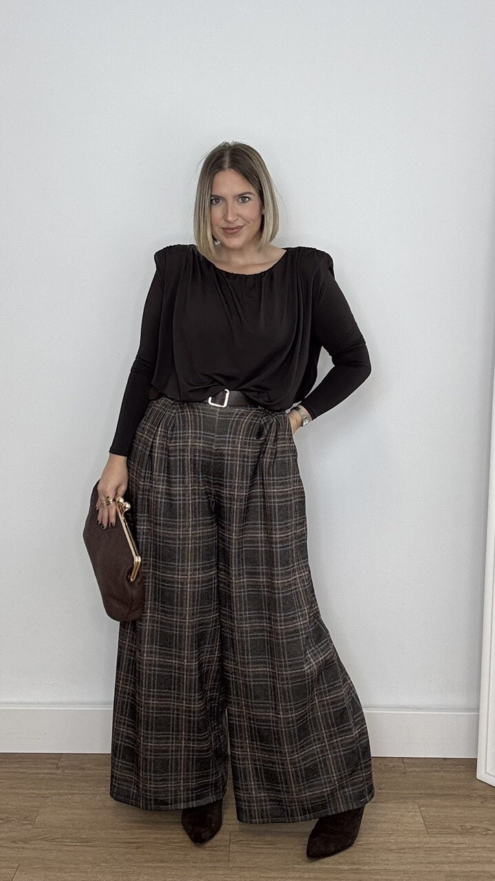 Pantalón Paño Cuadros Marrón - Imagen 8