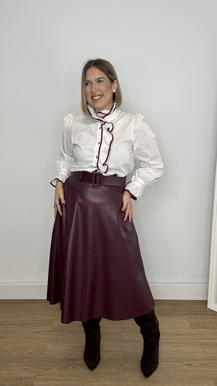 Falda Evasé Polipiel Berenjena - Imagen 2