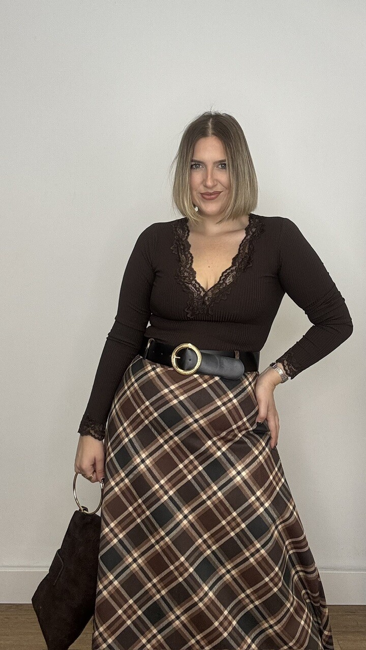 Falda Tartán Marrón - Imagen 6