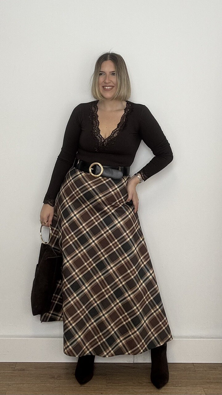 Falda Tartán Marrón