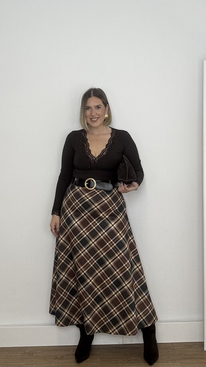 Falda Tartán Marrón - Imagen 4