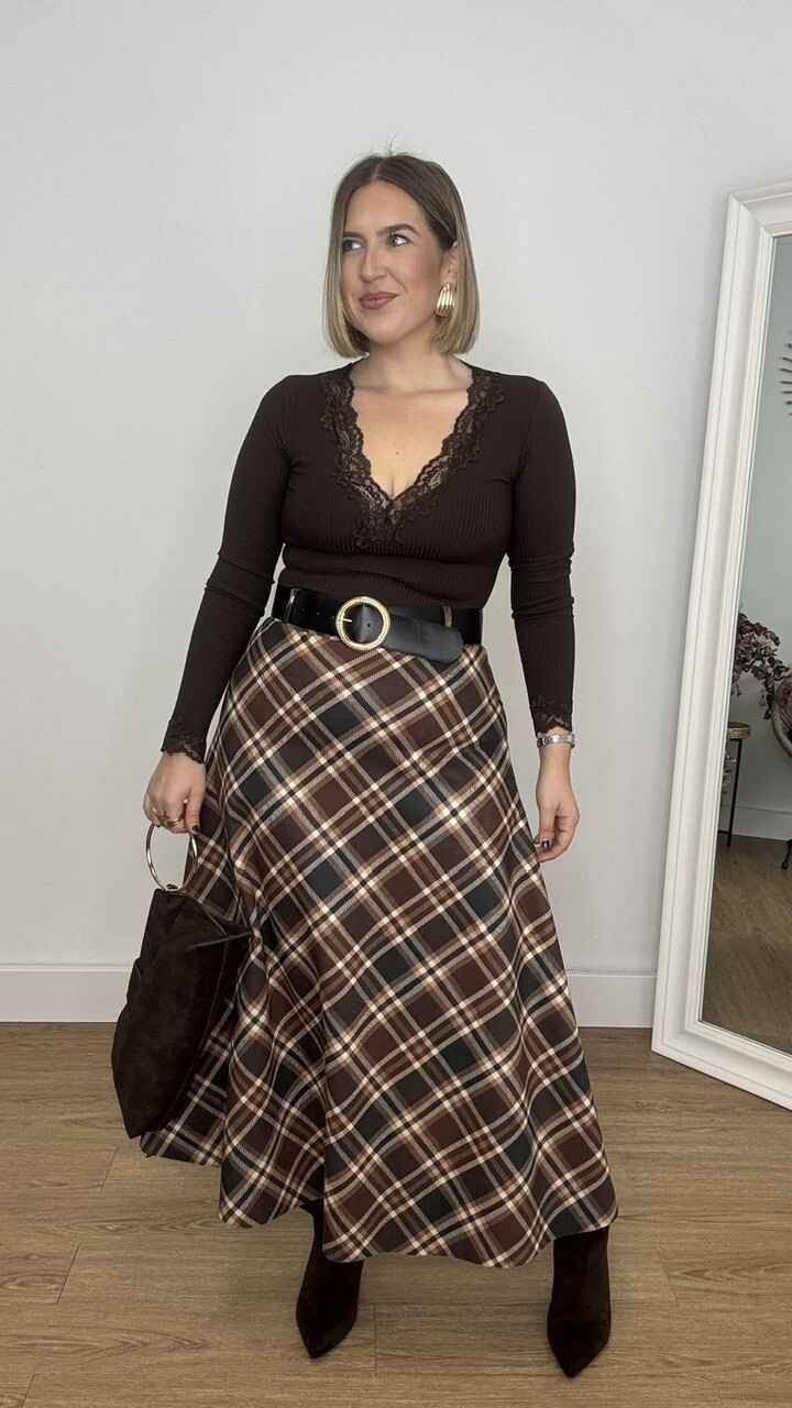 Falda Tartán Marrón - Imagen 2