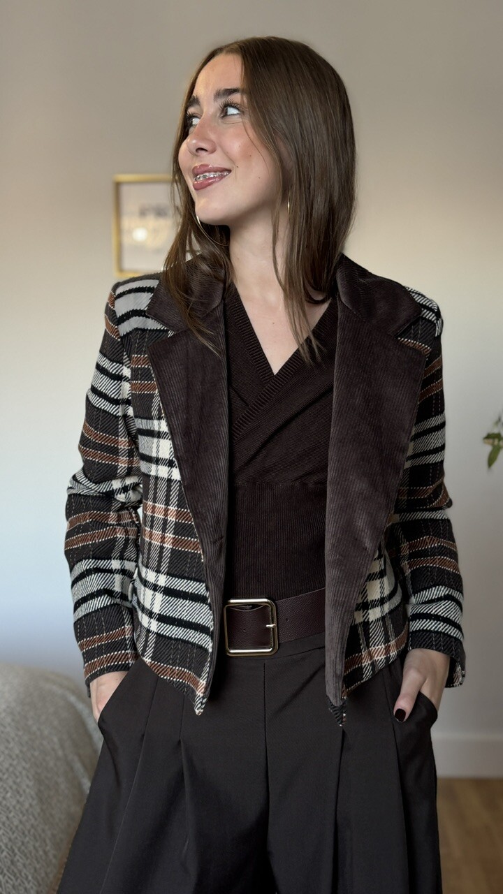 Chaqueta Paño Cuadros Marrón - Imagen 11