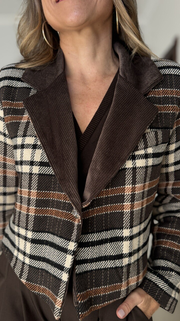 Chaqueta Paño Cuadros Marrón - Imagen 8