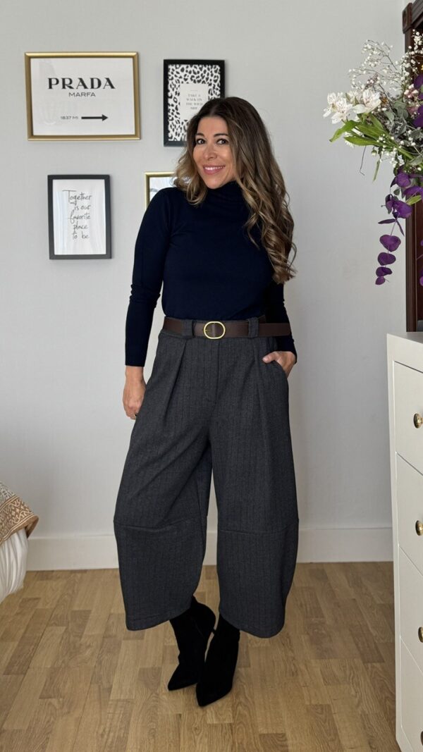 Pantalón Paño Abullonado Gris