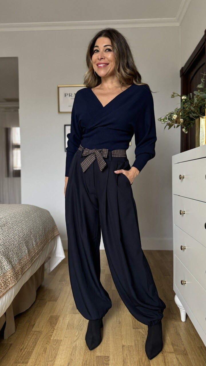 Pantalón Bombacho Pañuelo Azul Marino - Imagen 8