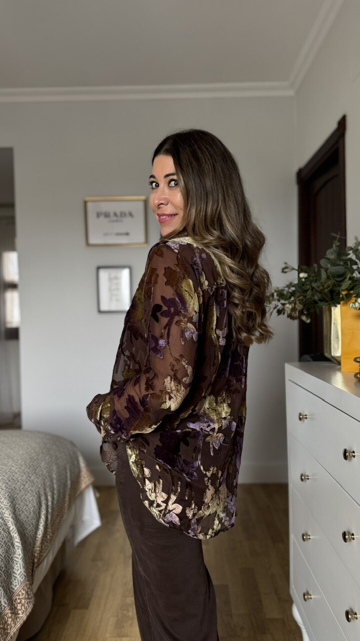 Blusa Brocada Terciopelo Marrón - Imagen 8