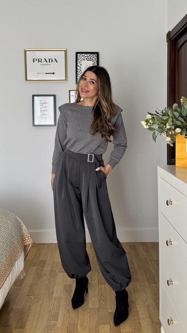 Pantalón Bombacho Hebilla Gris Marengo - Imagen 5