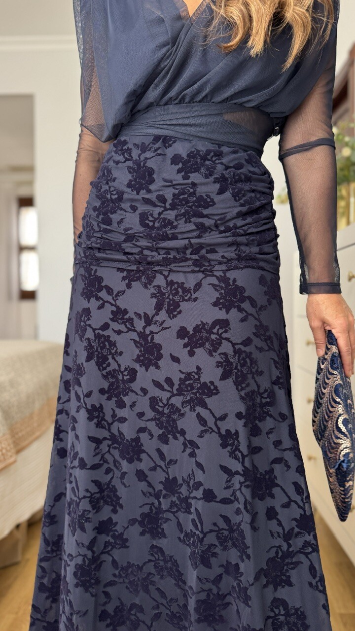 Falda tul Brocado Terciopelo Azul Marino - Imagen 9
