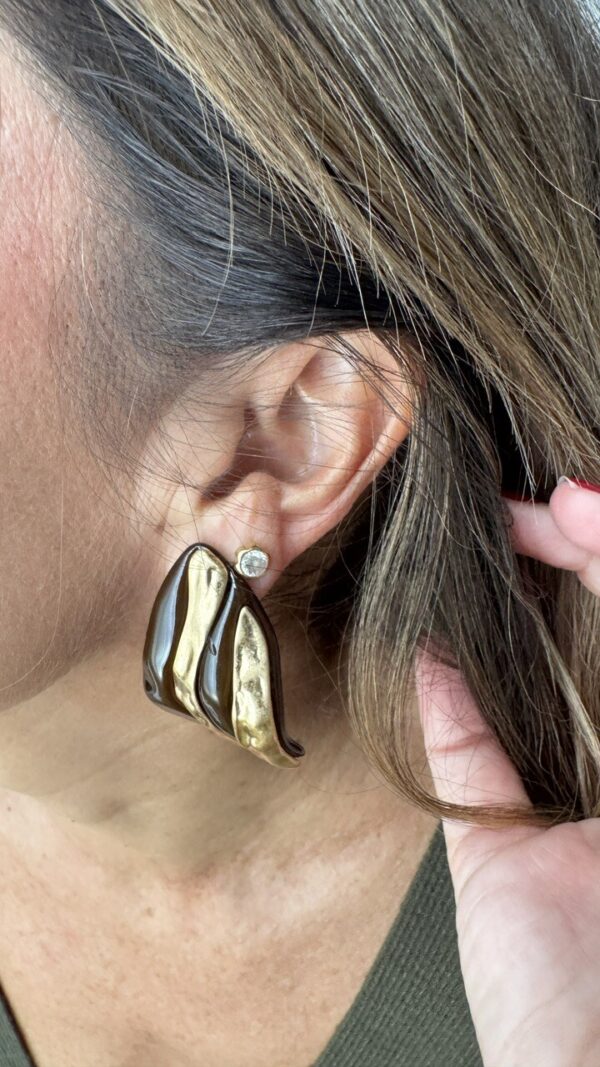 Pendientes Minerva Relieve Dorado Marrón