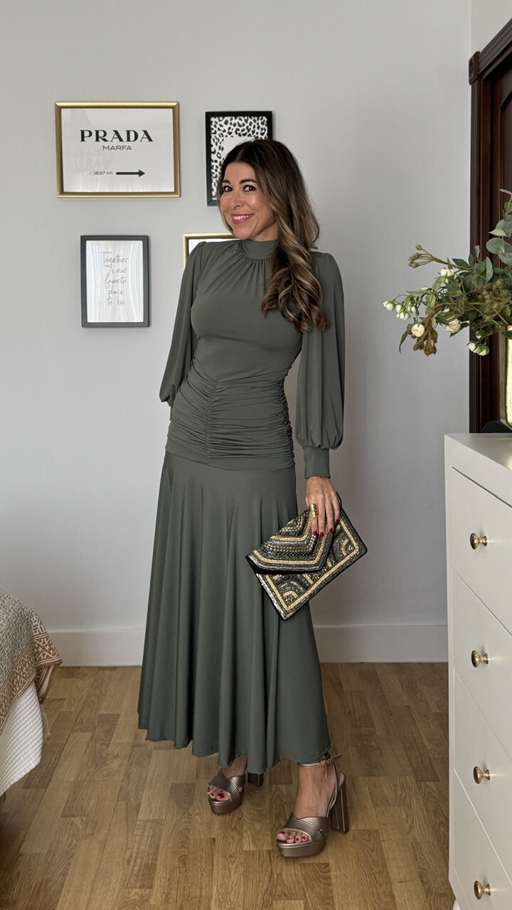 Vestido Invitada Maura Verde Caza