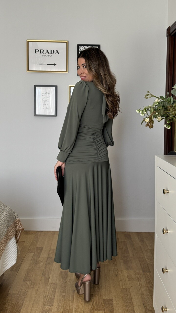 Vestido Invitada Maura Verde Caza - Imagen 4