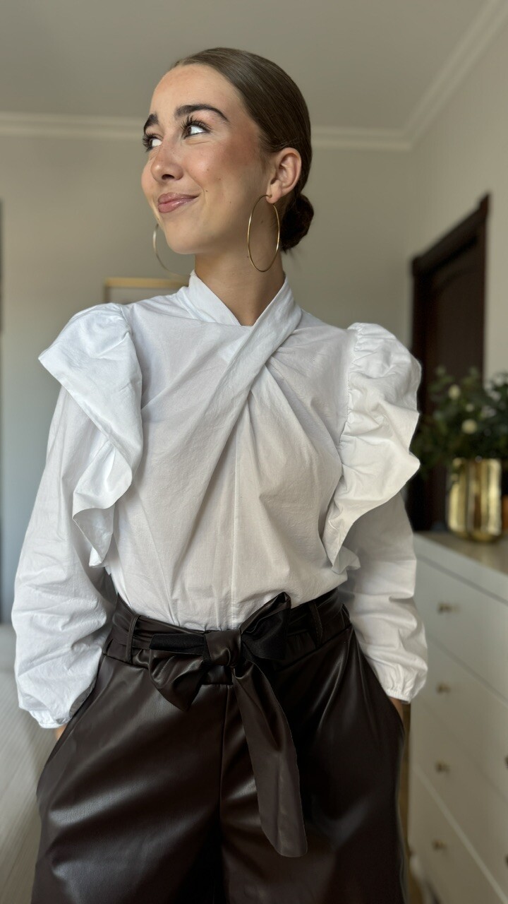Blusa Cuello Cruzado Blanca - Imagen 5